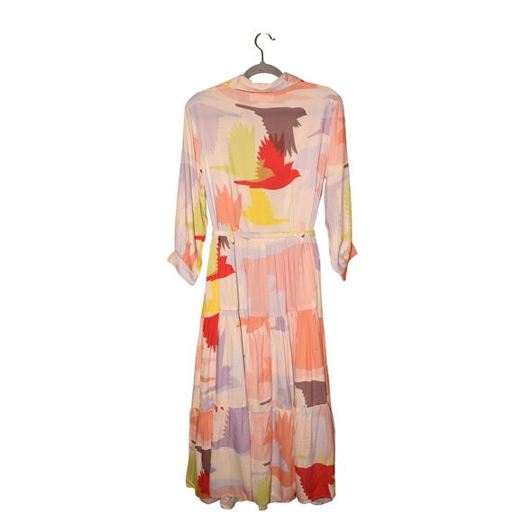 TALLULAH & HOPE $329 Multi-Color Abstract Print Tiered Belted Maxi  Dress Size 8 - Picture 2 of 3